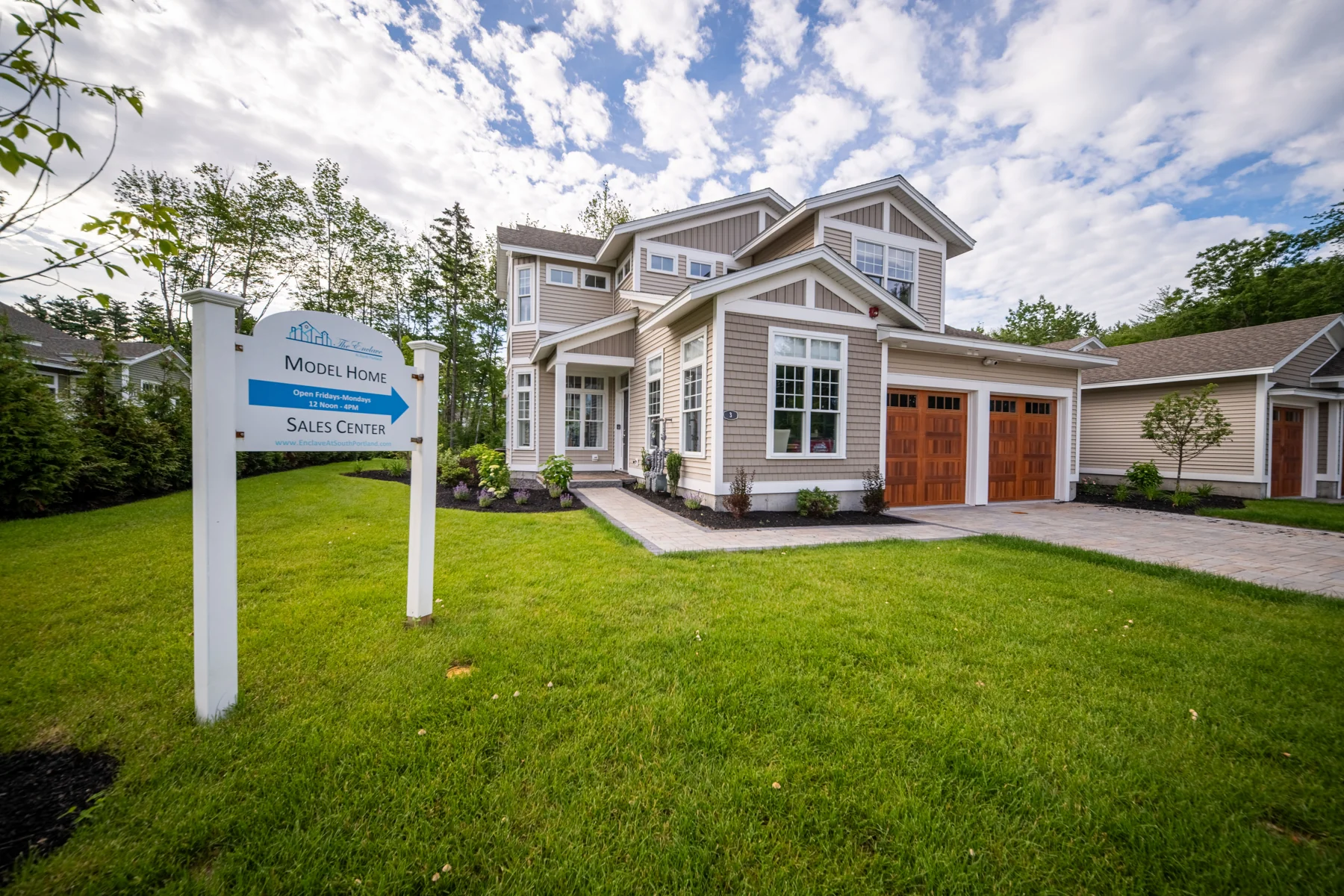 Finished residential exterior photographed from ground level