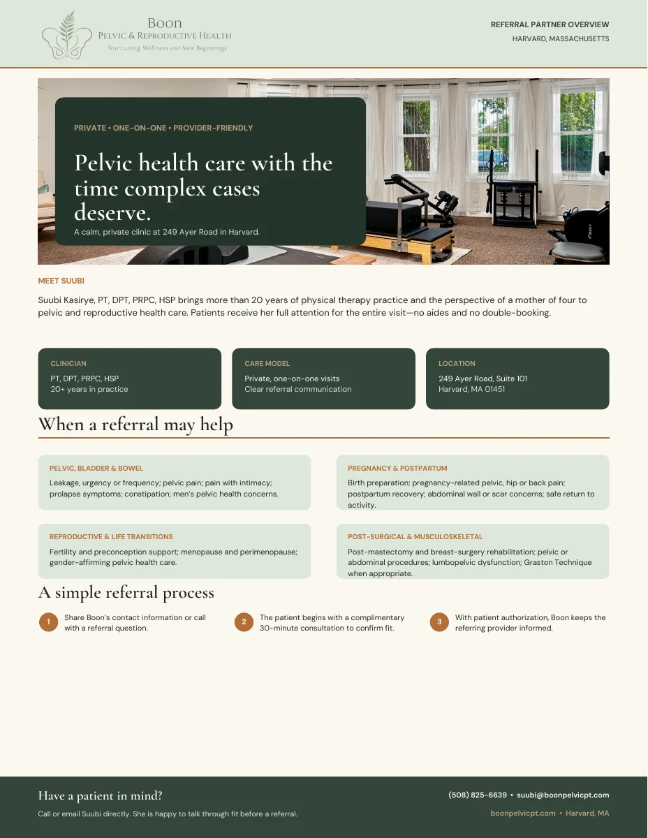 Boon professional referral one-sheet